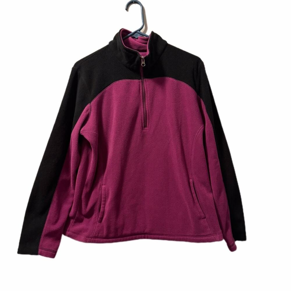 TekGear fleece outdoor pullover purple and black pockets